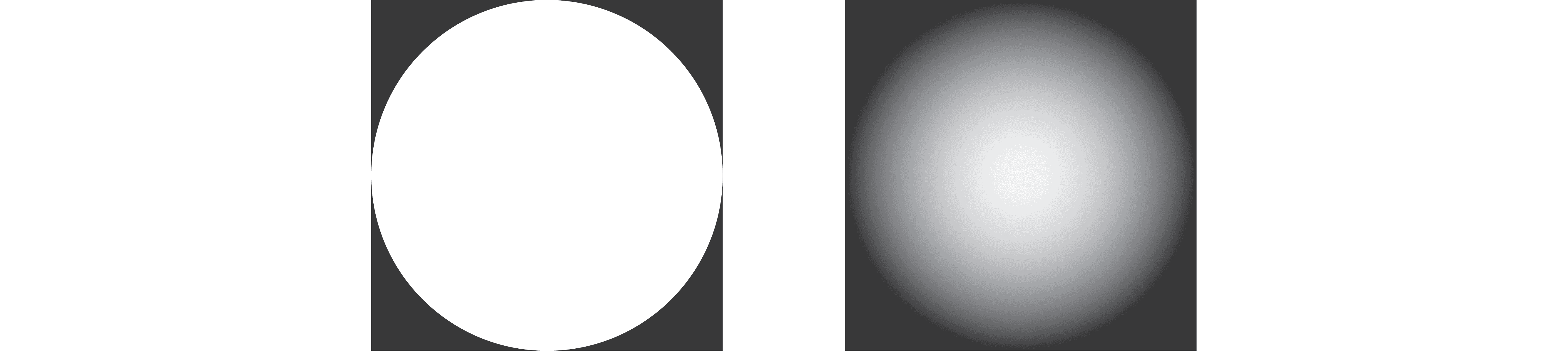 Figure 4.5: Two image textures: an all-white circle (left) and a fuzzy circle that fades out toward the edges (right)